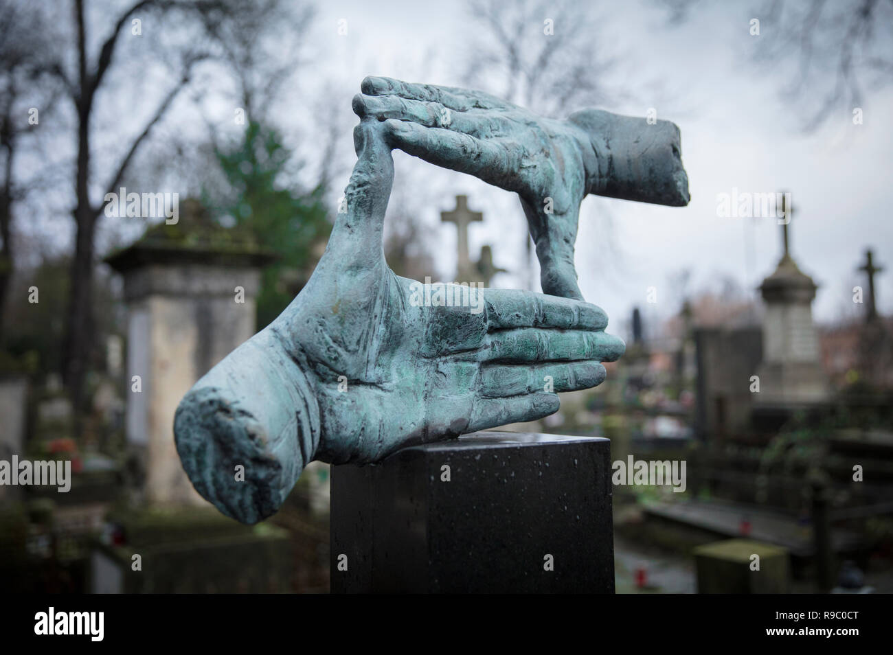 Powazki Cemetery, Warsaw, Poland, Europe, December 2018, Grave of film director Krzysztof Kieslowski Stock Photo