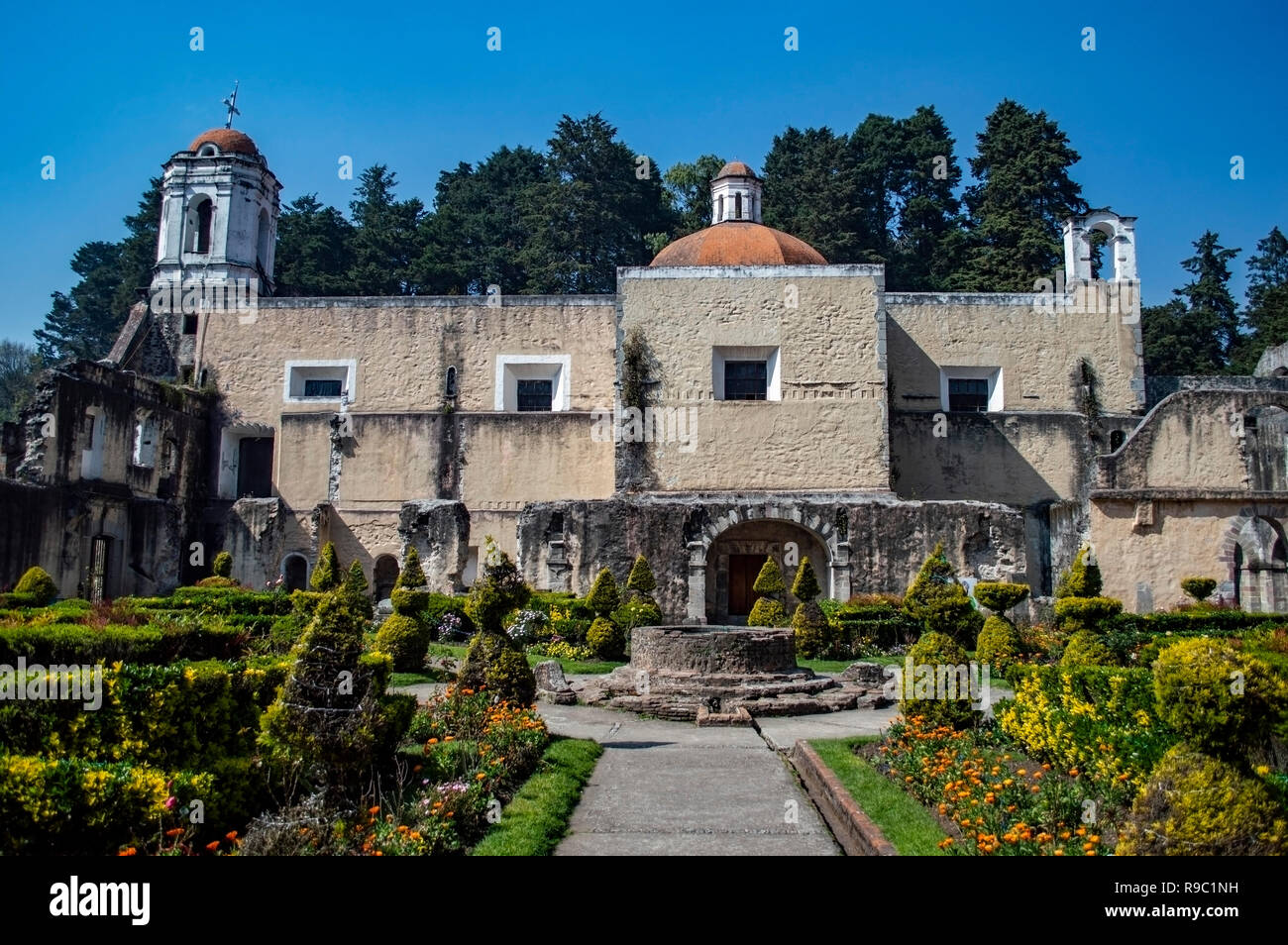 The courtyard at Ex Convento del Desierto de los Leones in Mexico City,  Mexico Stock Photo - Alamy