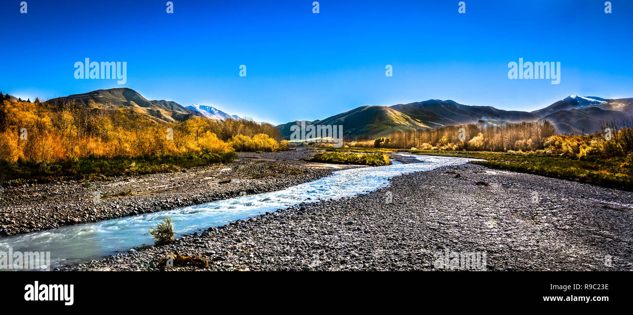 Back country river New Zealand landscapes Stock Photo