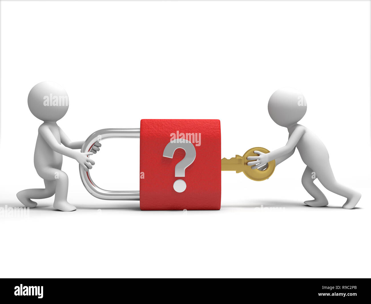 A 3d people are turning the key in the lock Stock Photo Alamy