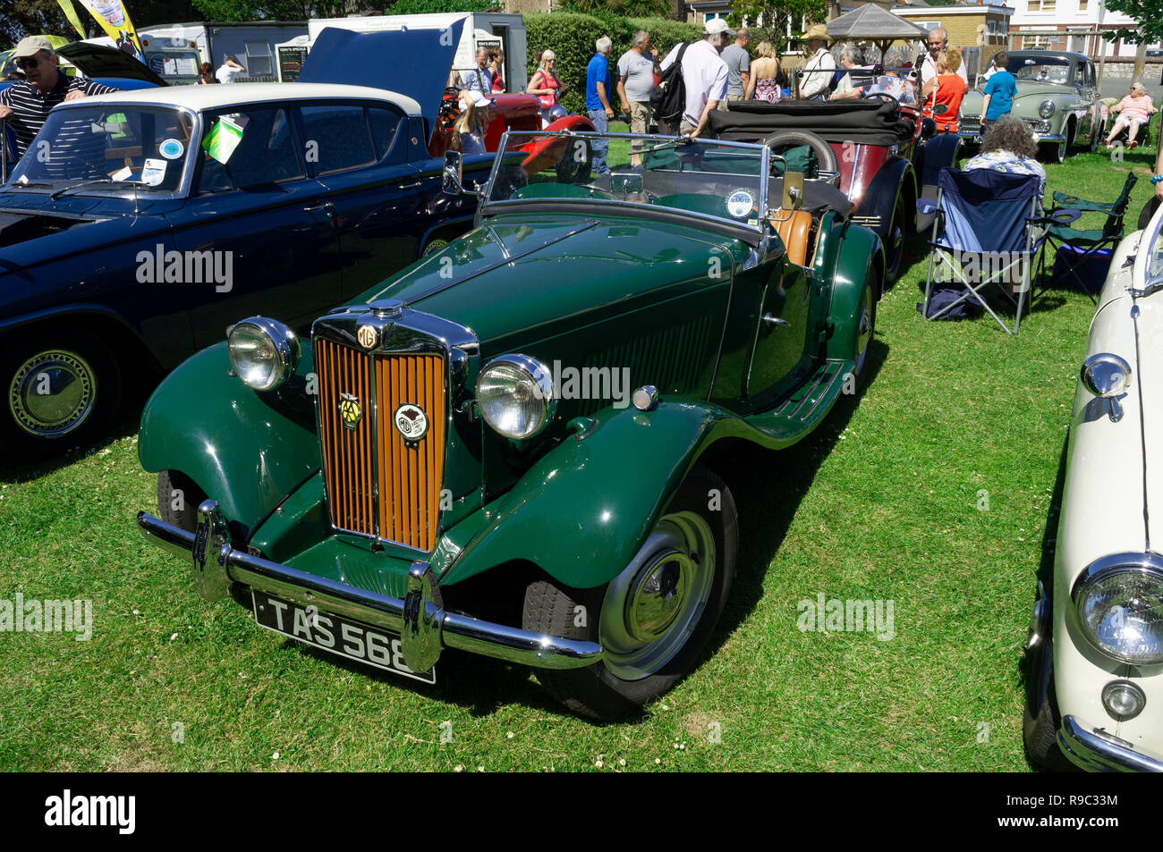 Vintage MG T Type sportscar on display at Old Gaffers Festival, Yarmouth, Isle of Wight Stock Photo