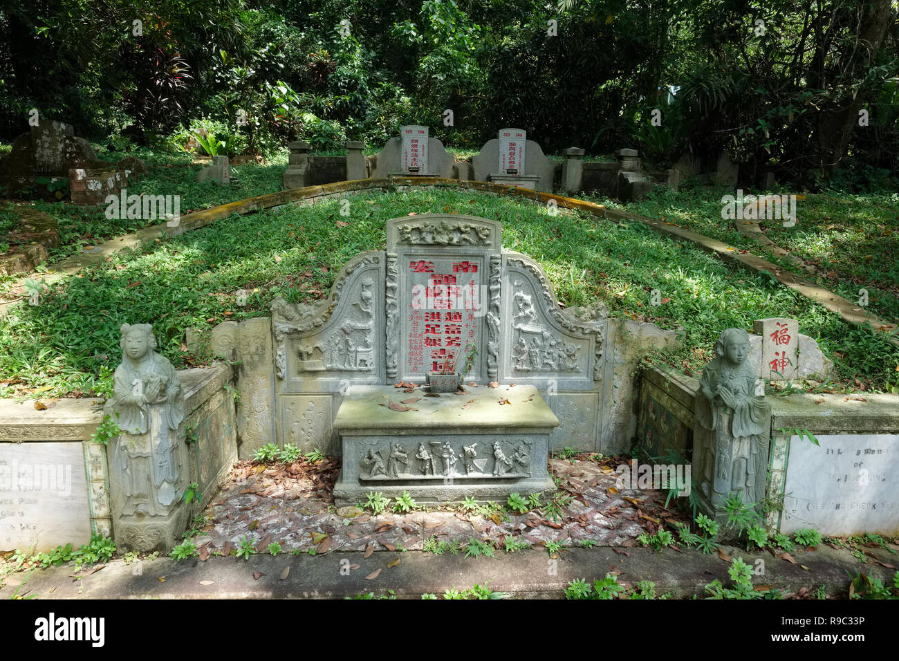 Old Chinese graves, Bukit Brown Cemetery, Singapore; establ. in the early 19th century, BBC once