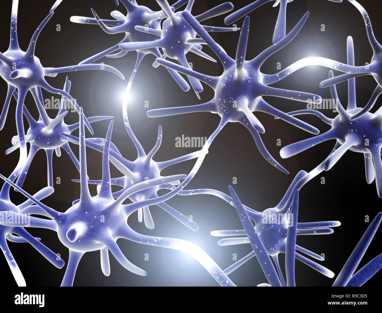 Impulses of neurons. 3d Stock Photo