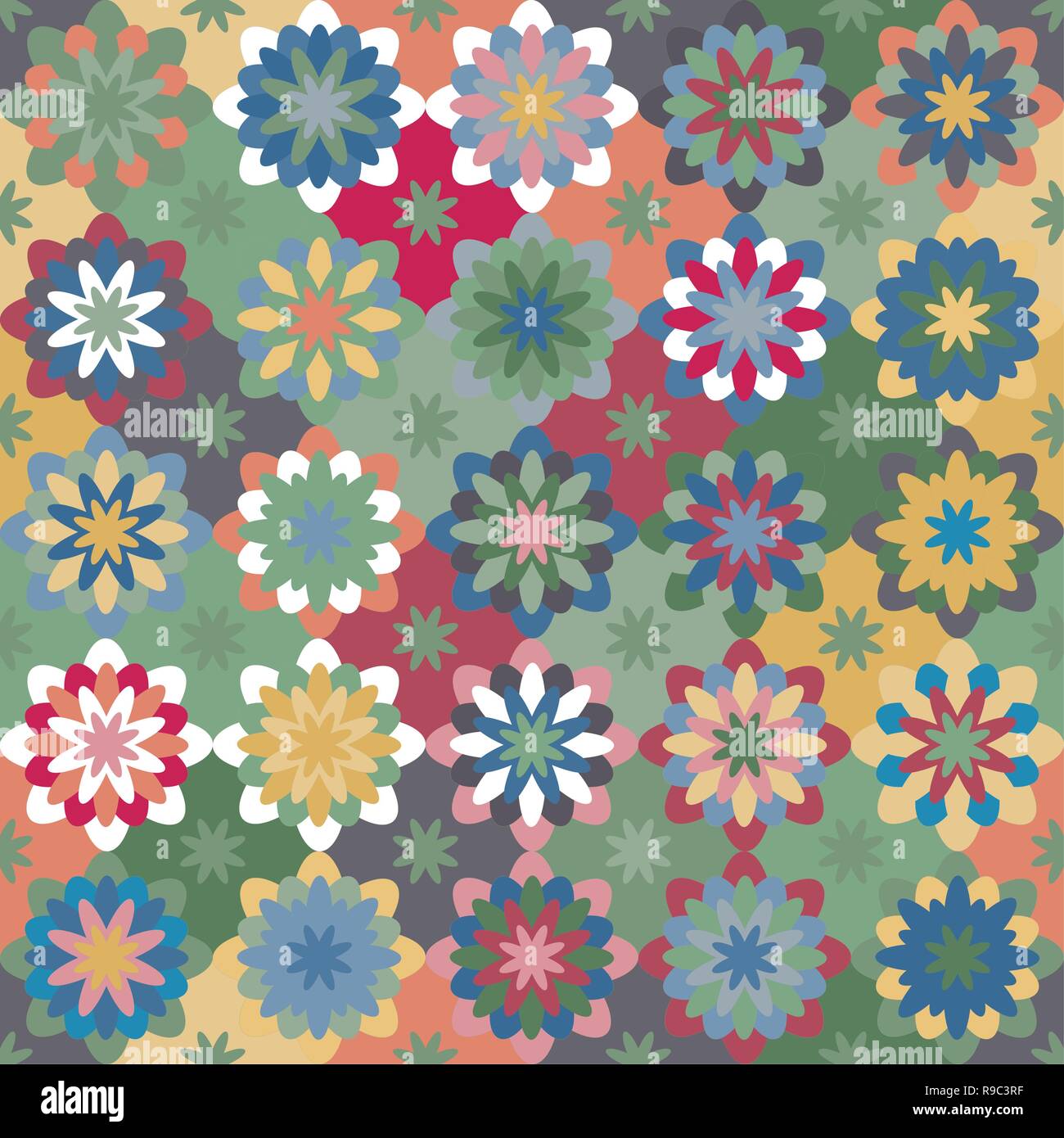 Bright seamless pattern of geometric shapes. Color creates the volume ...