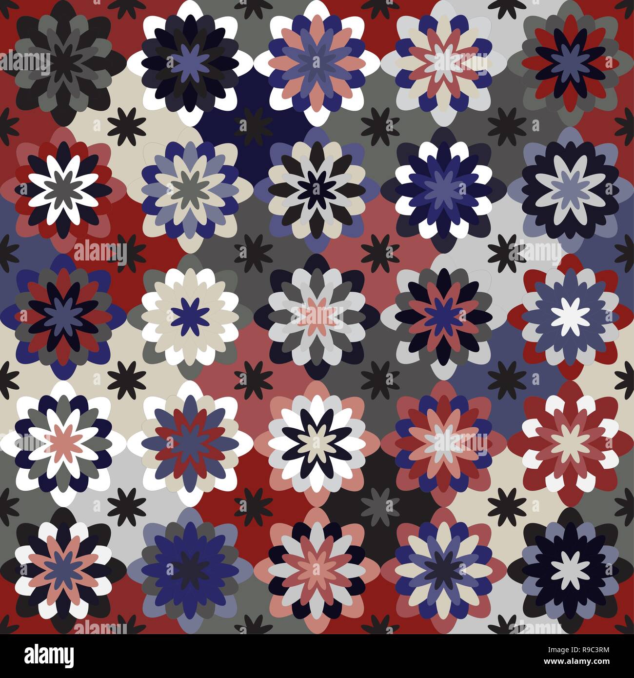 Bright seamless pattern of geometric shapes. Color creates the volume ...