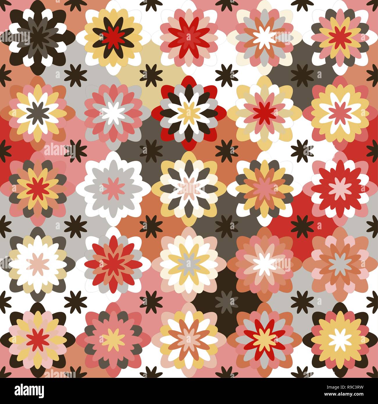 Bright seamless pattern of geometric shapes. Color creates the volume ...