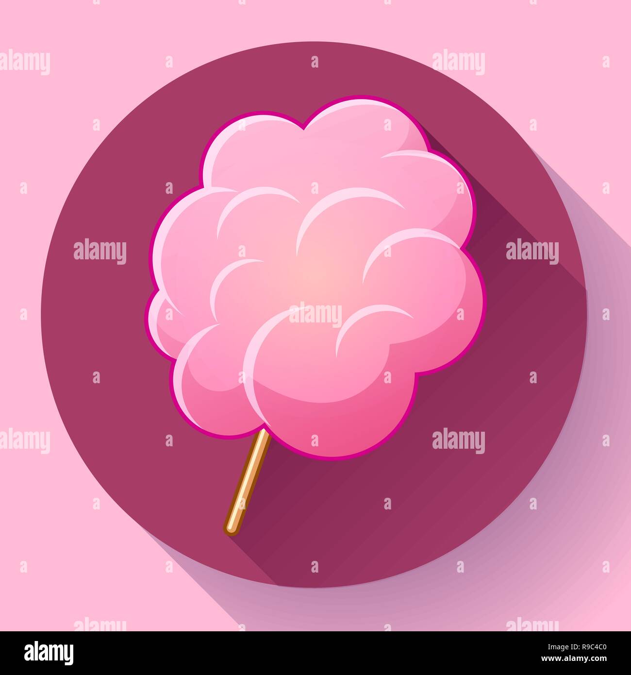 Icon of cotton candy, sugar cloud on stick isolated Stock Vector