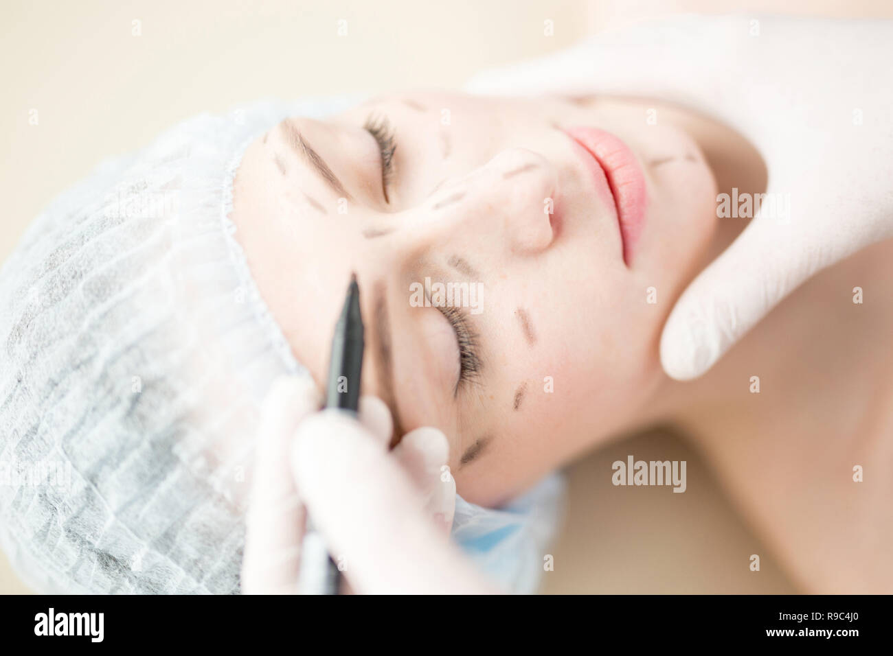 Making marks on face Stock Photo