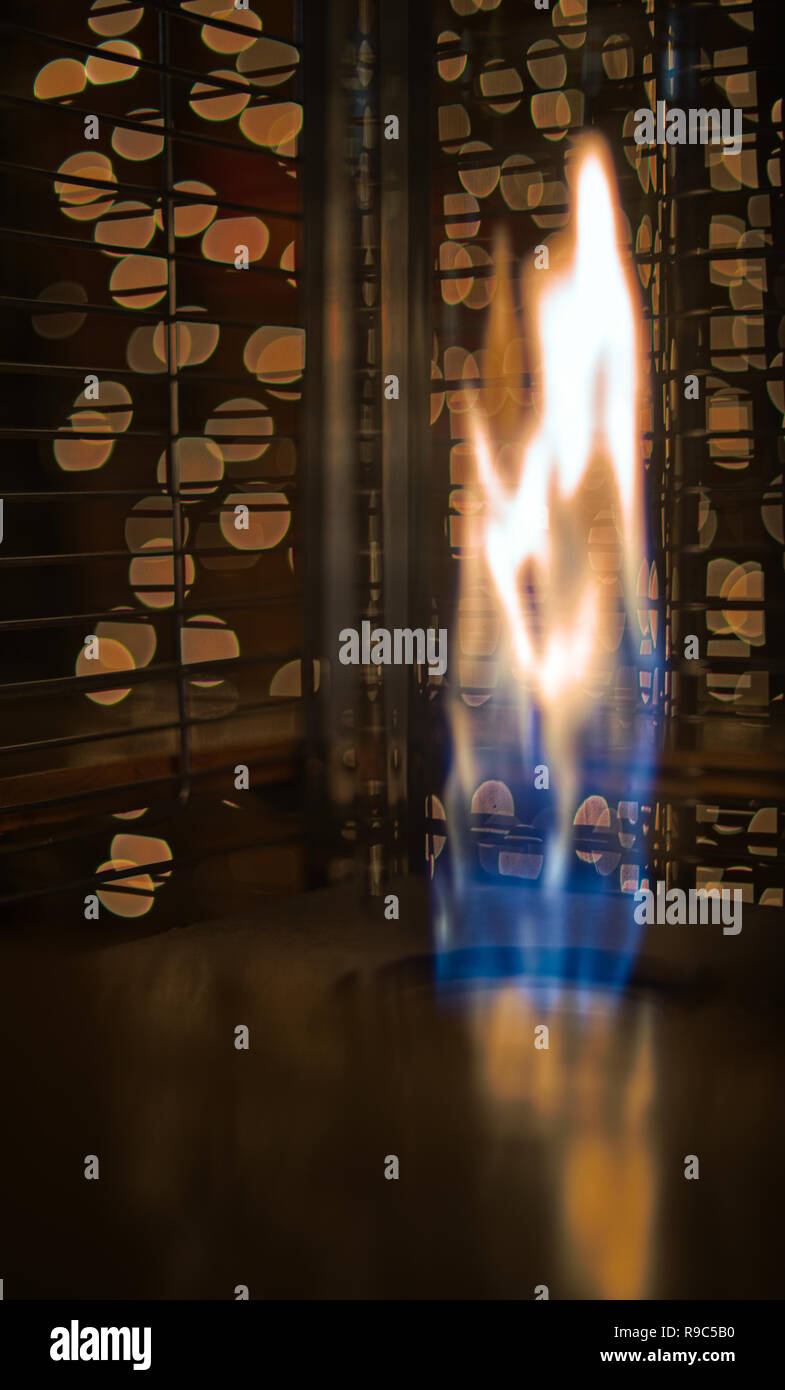 Fire at the christmas market Stock Photo