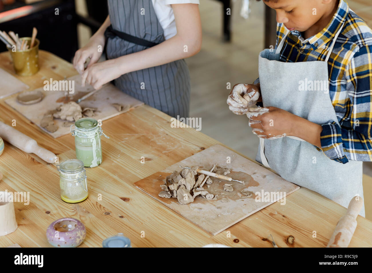 Clay craft lesson Stock Photo Alamy