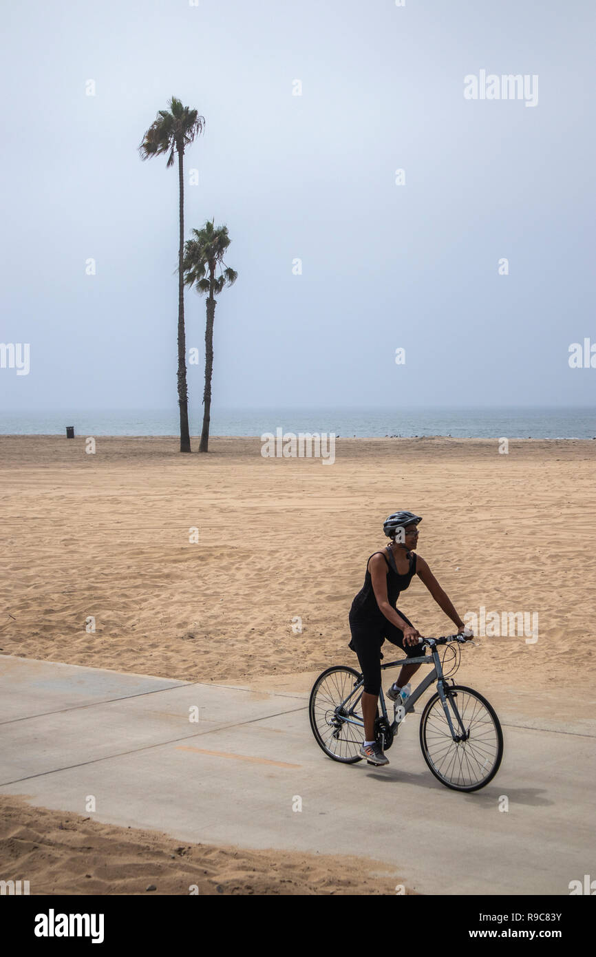 Bike Path in Playa Del Rey, Los Angeles, California, USA Stock Photo