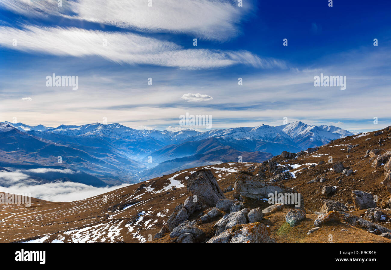 Snow mountains of Transcaucasia Stock Photo