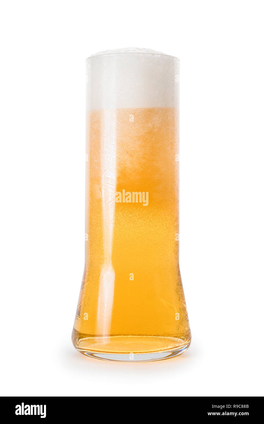 Large frosted glass of beer. Isolated on white, clipping path included Stock Photo