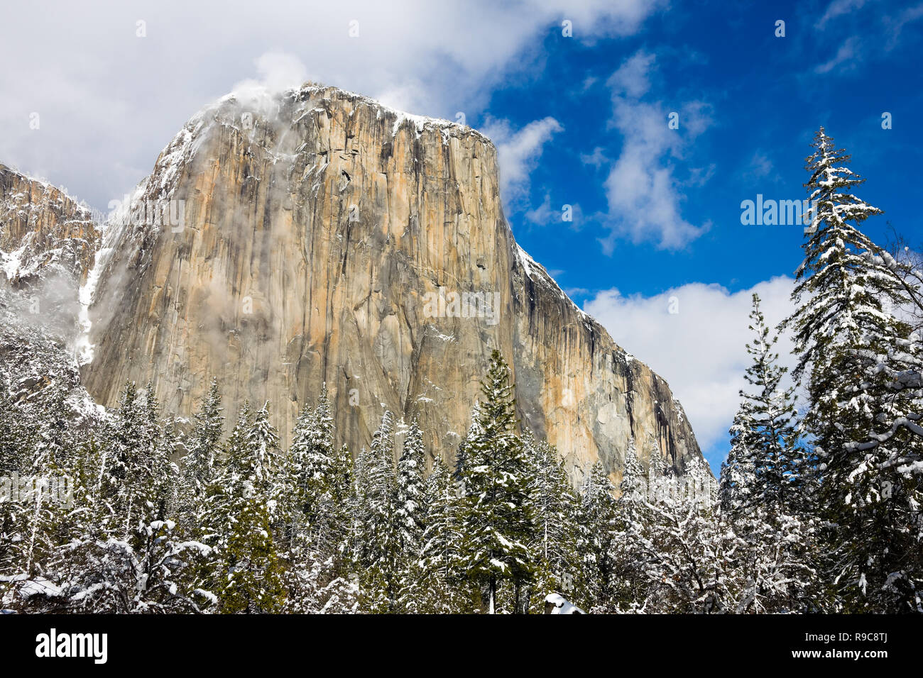 El Capitan in the winter in Yosemite Stock Photo