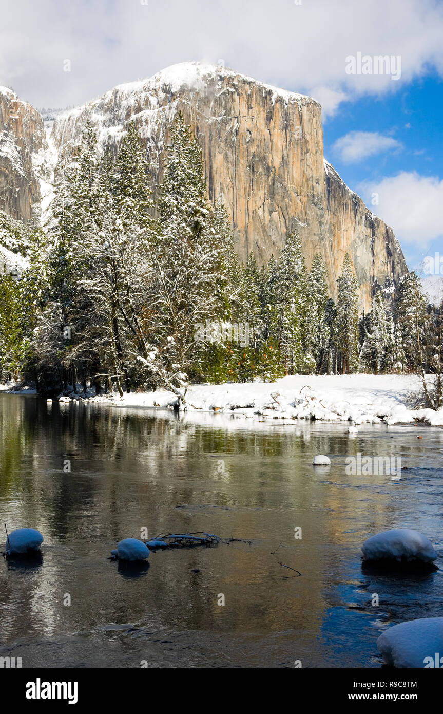 Yosemite Valley in Winter Stock Photo