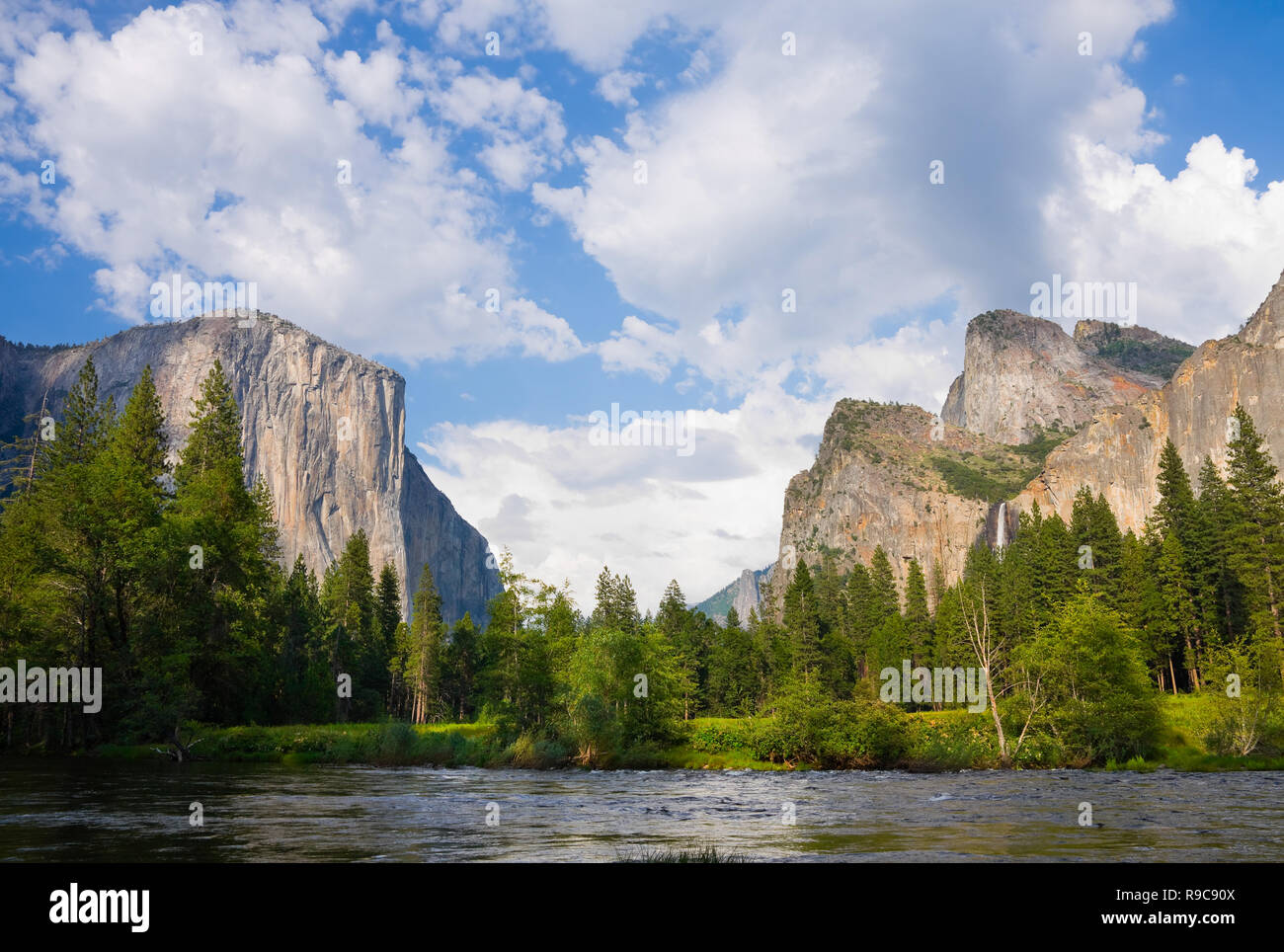 Big clouds over Yosemite Valley Stock Photo