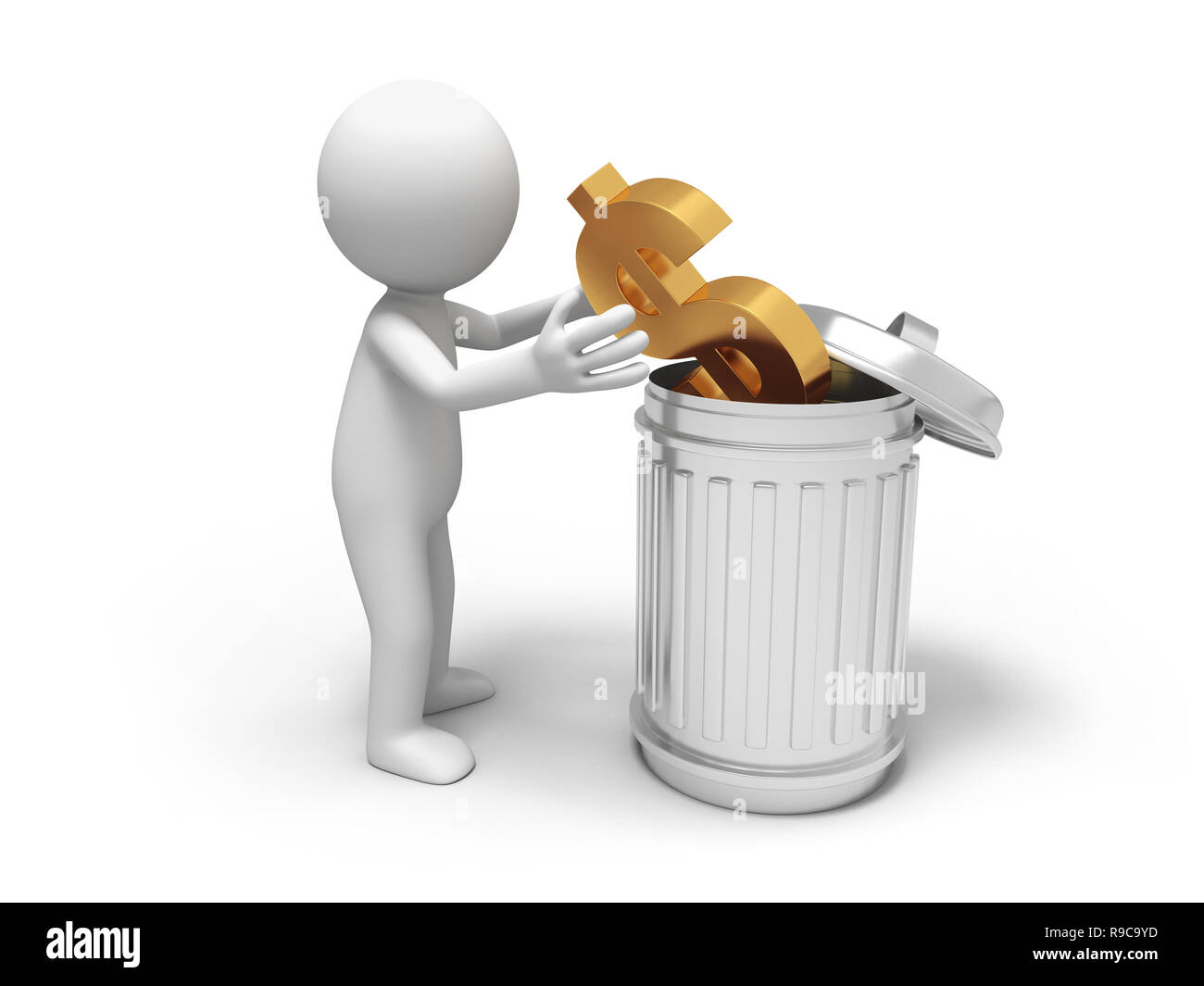 Dollars and trash can Stock Photo Alamy
