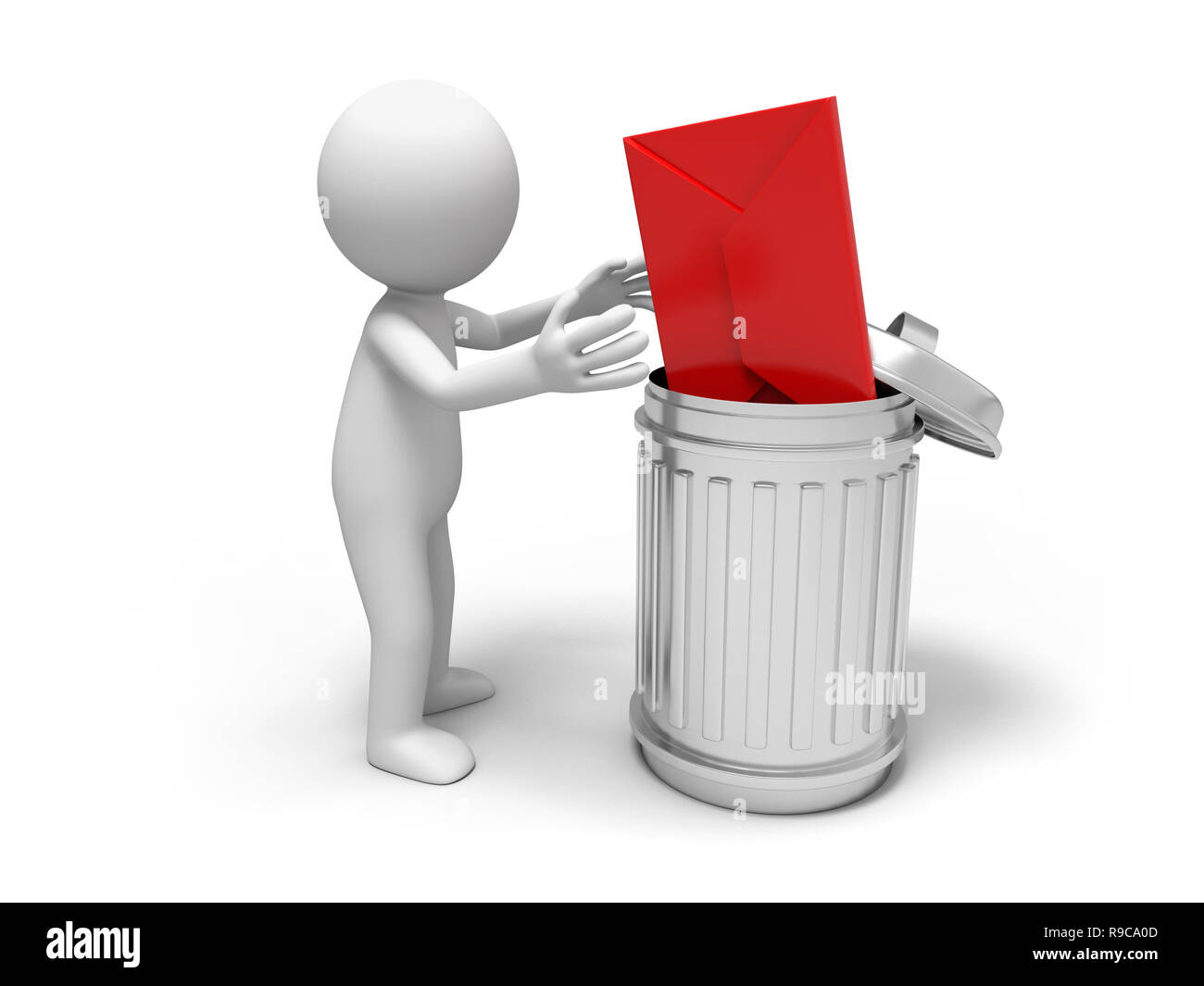 letter and trash can Stock Photo