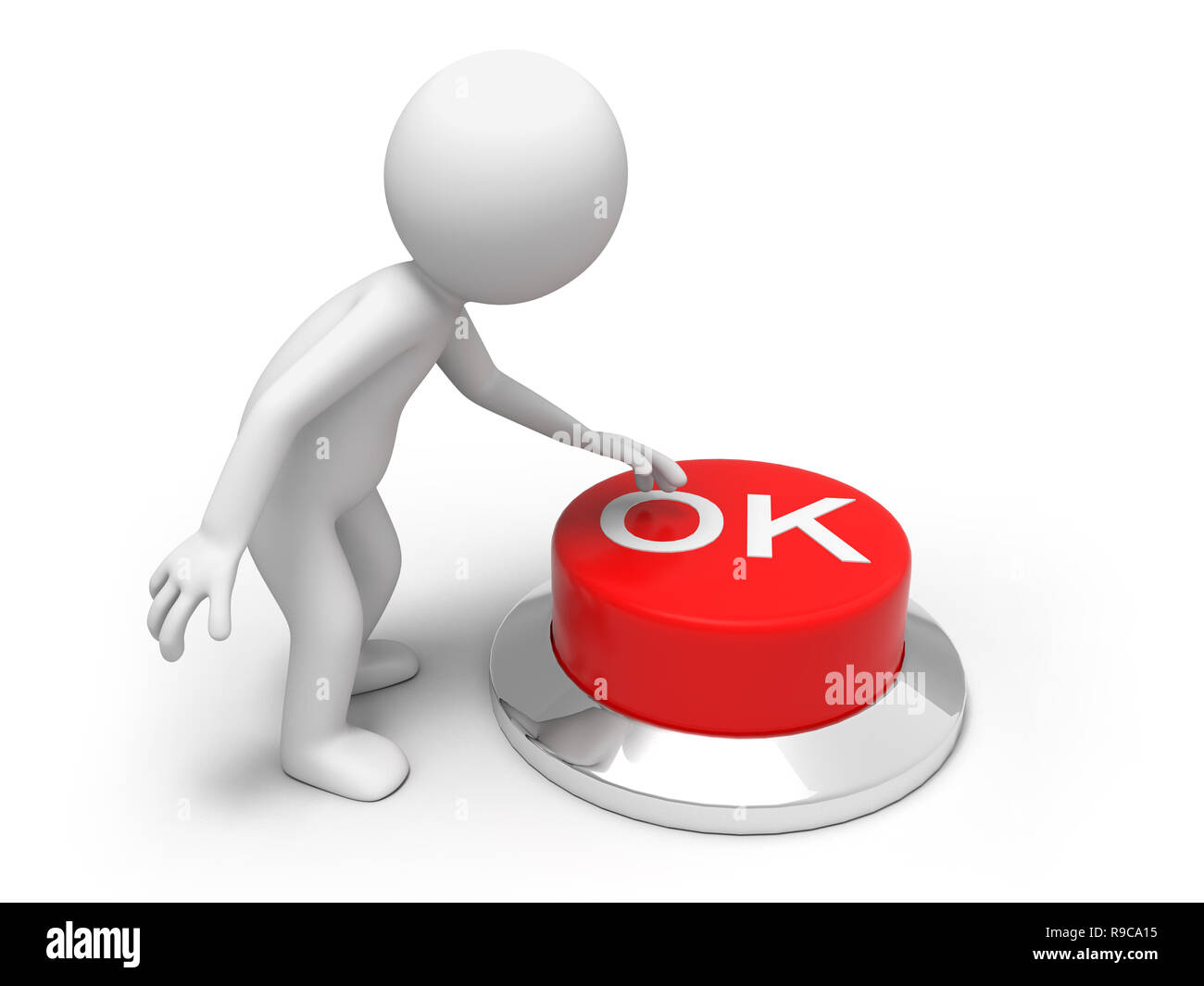 A man is pushing the button Stock Photo