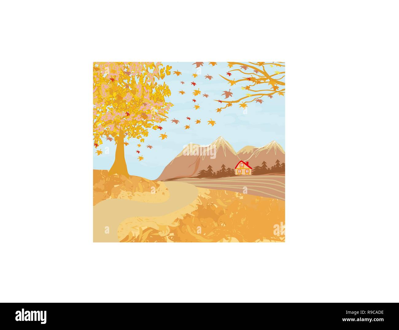 The landscape with autumn mountain Stock Vector