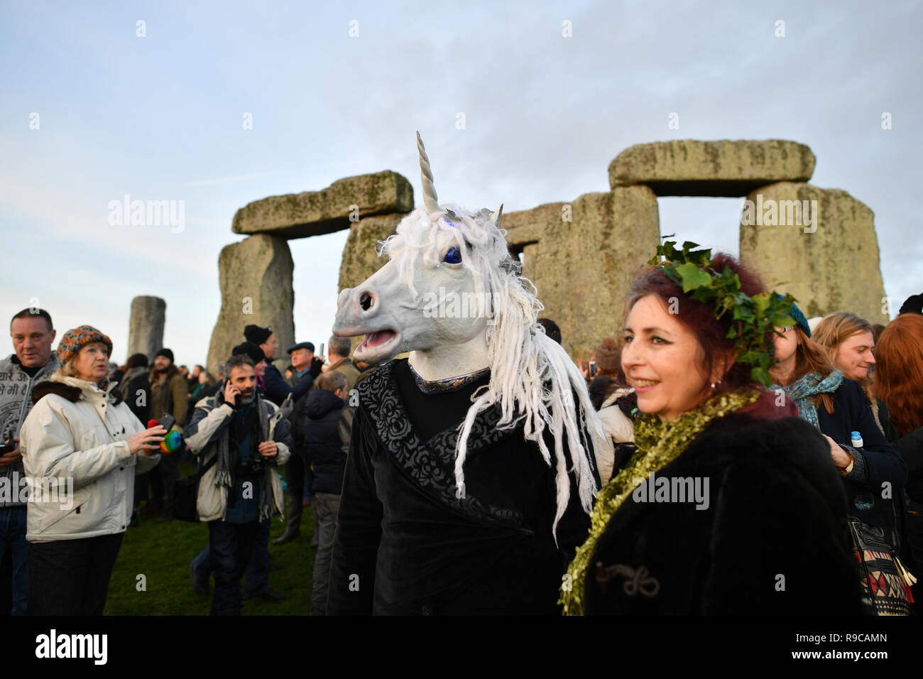 People gather at Stonehenge in Wiltshire to mark the Winter Solstice ...