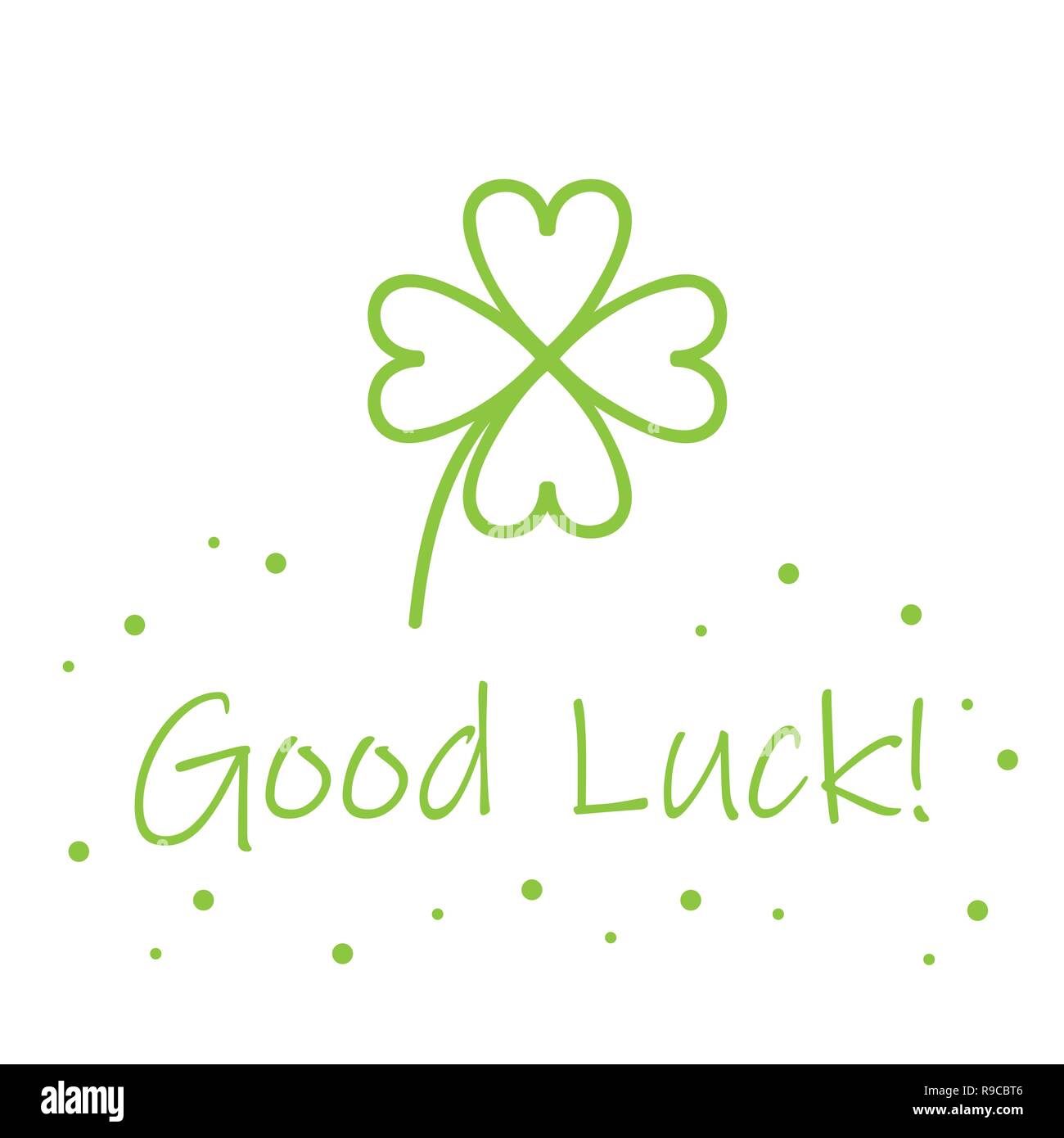 good luck typography with green four-leaf clover vector illustration EPS10 Stock Vector