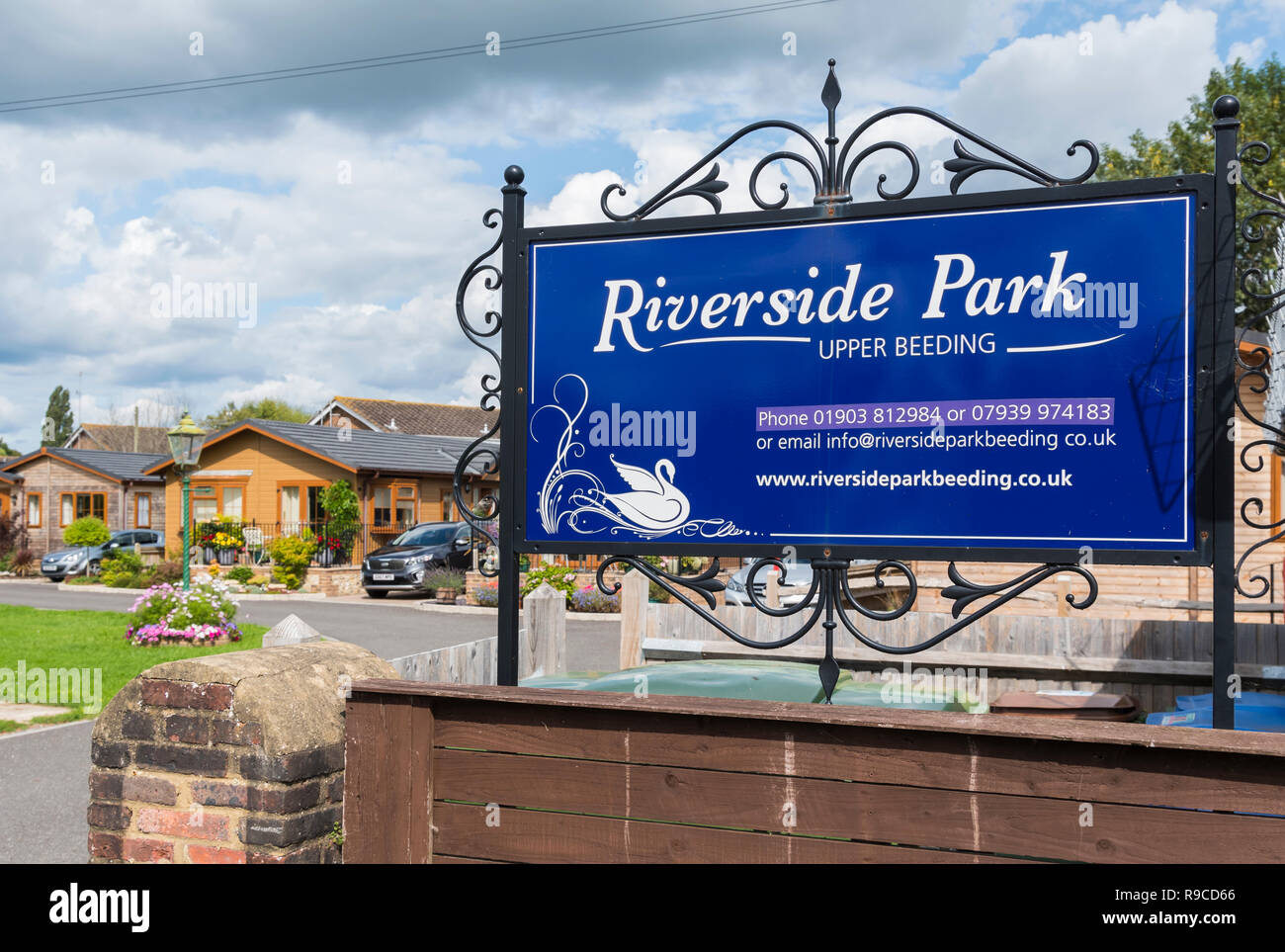 Riverside Park for residential, holiday and retirement homes in Upper Beeding, West Sussex, England, UK. Stock Photo