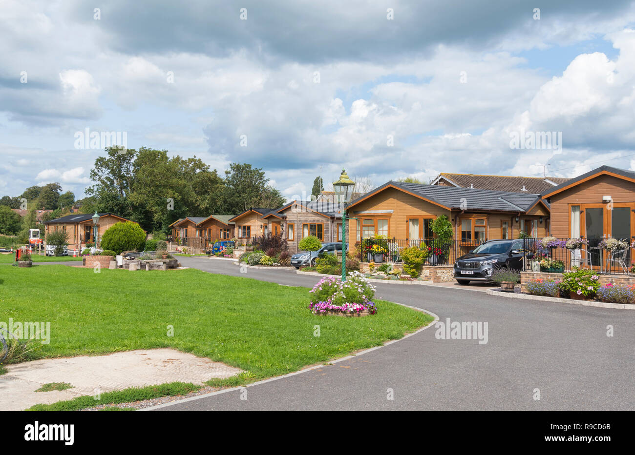 Riverside Park for residential, holiday and retirement homes in Upper Beeding, West Sussex, England, UK. Stock Photo