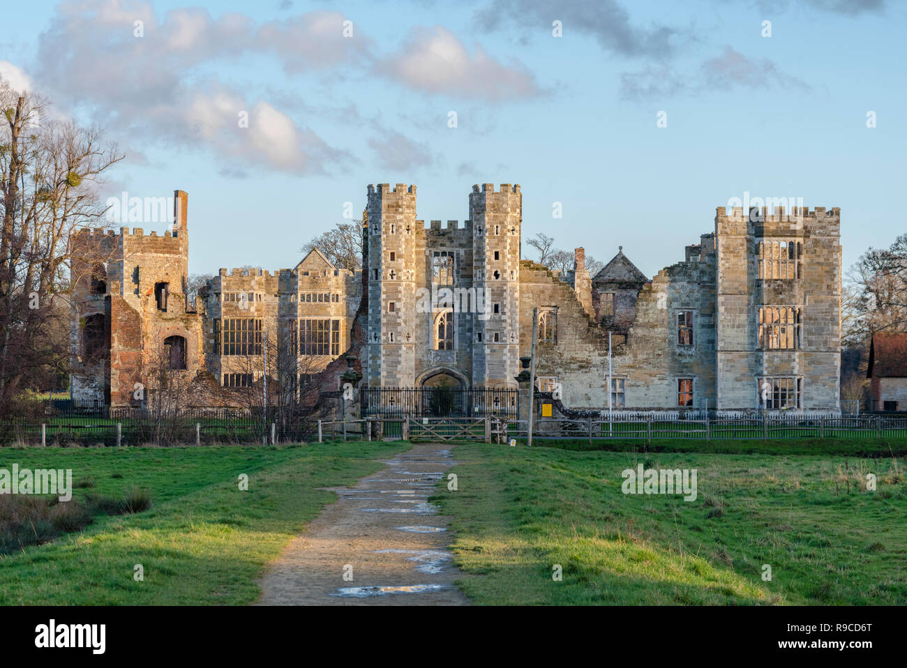 Cowdray Heritage ruins, remains of a Tudor House next to Cowdray House in Midhurst, West Sussex, England, UK. Often incorrectly called Cowdray Castle. Stock Photo