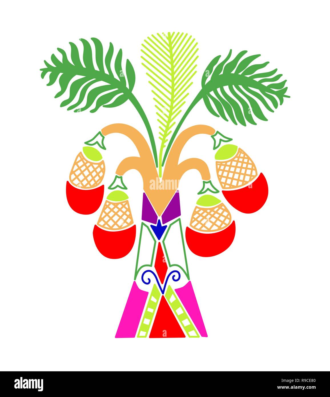 palm tree with coconuts in a decorative modern style Stock Vector
