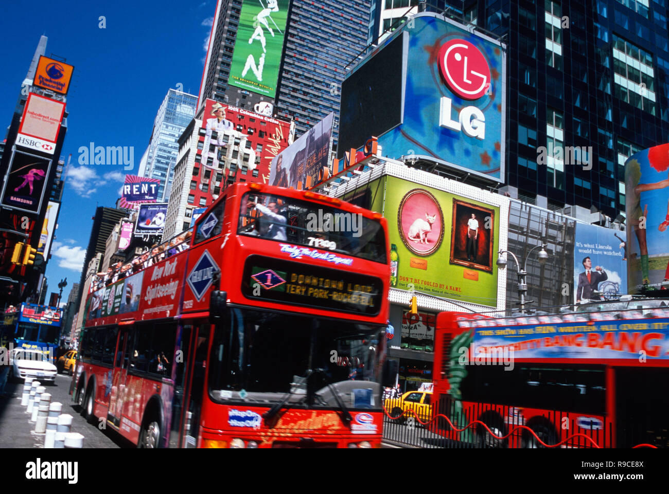 Times Square traffic is busy and congested in New York City, USA Stock Photo