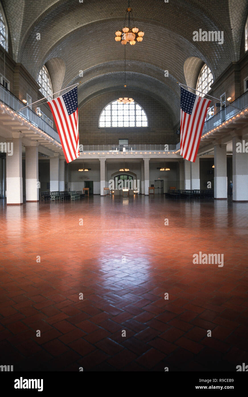 Ellis Island National Monument (U.S. National Park Service), The Registry or Great Hall, NYC Stock Photo