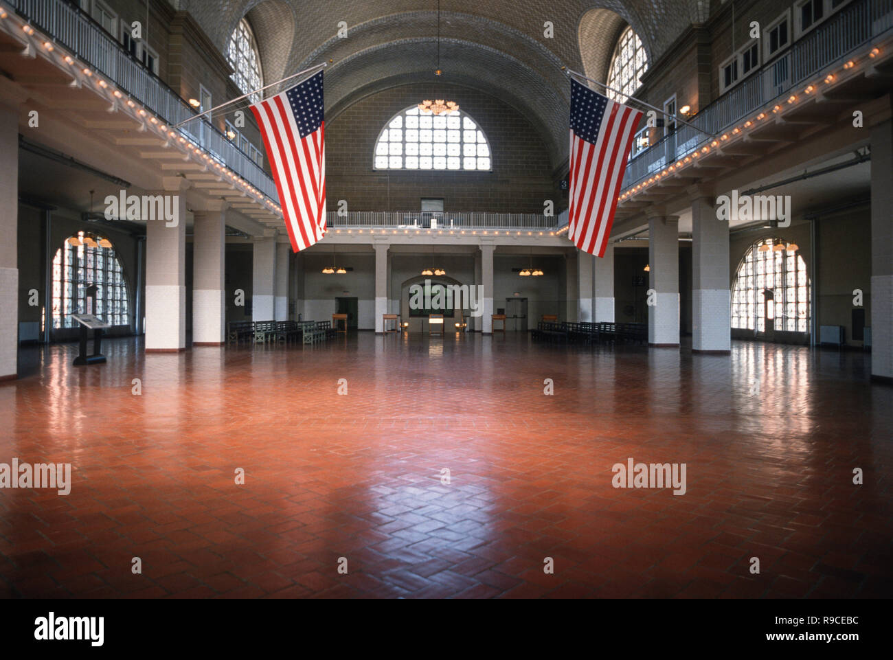 Ellis Island National Monument (U.S. National Park Service), The Registry or Great Hall, NYC Stock Photo