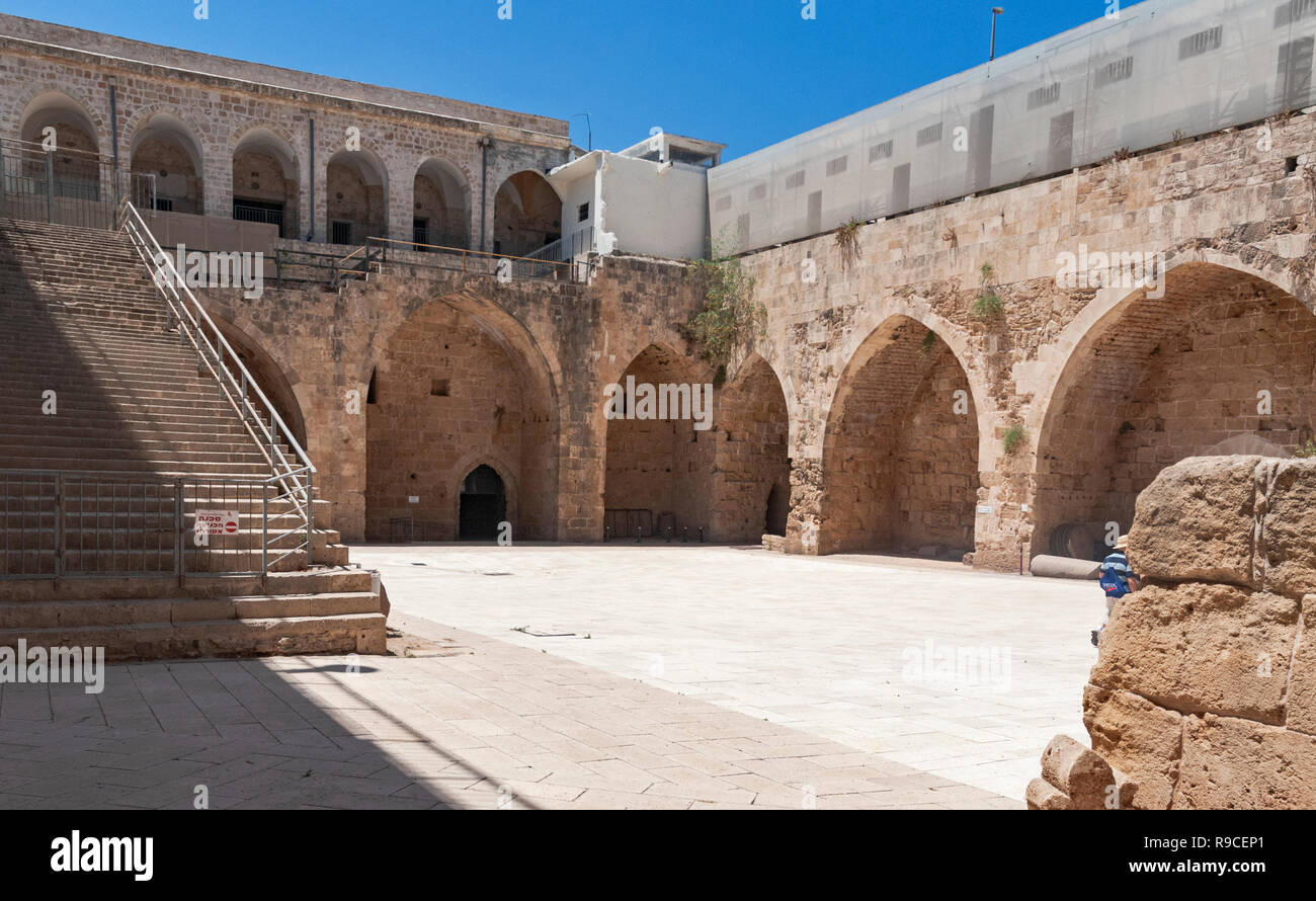 a partial view of the courtyard of the akko acre crusader fortress in