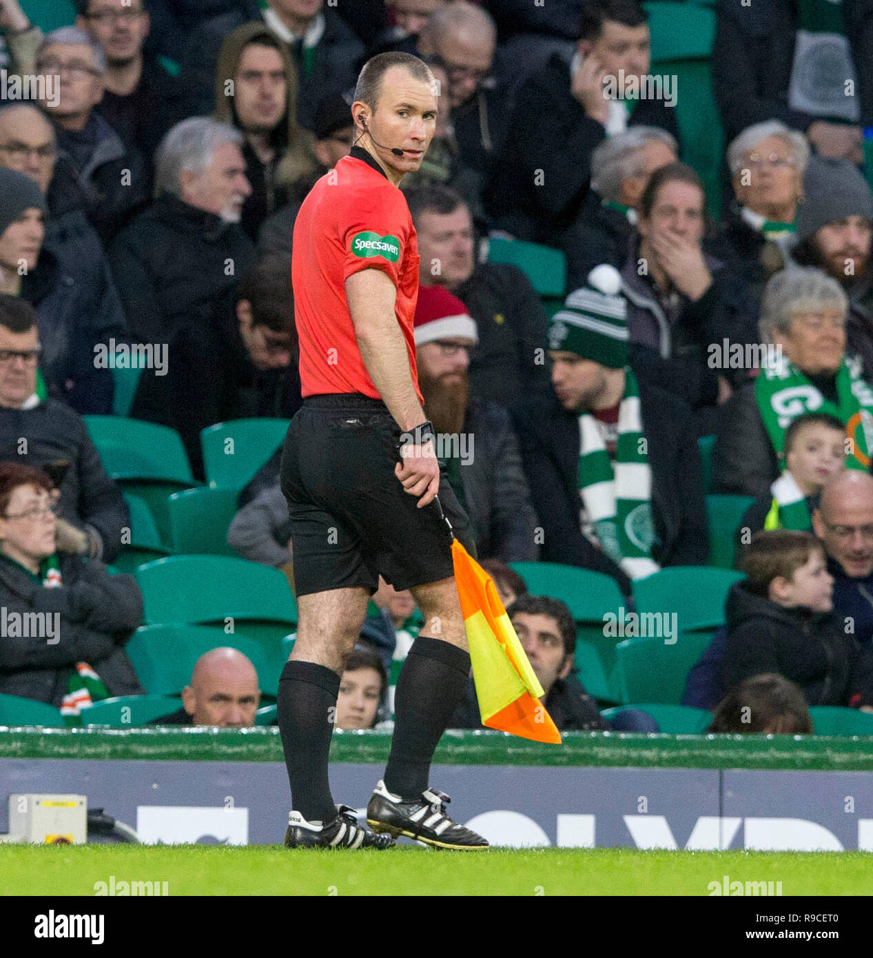 Assistant referee Frank Connor during the Ladbrokes Scottish Premiership match at Celtic Park, Glasgow. Stock Photo