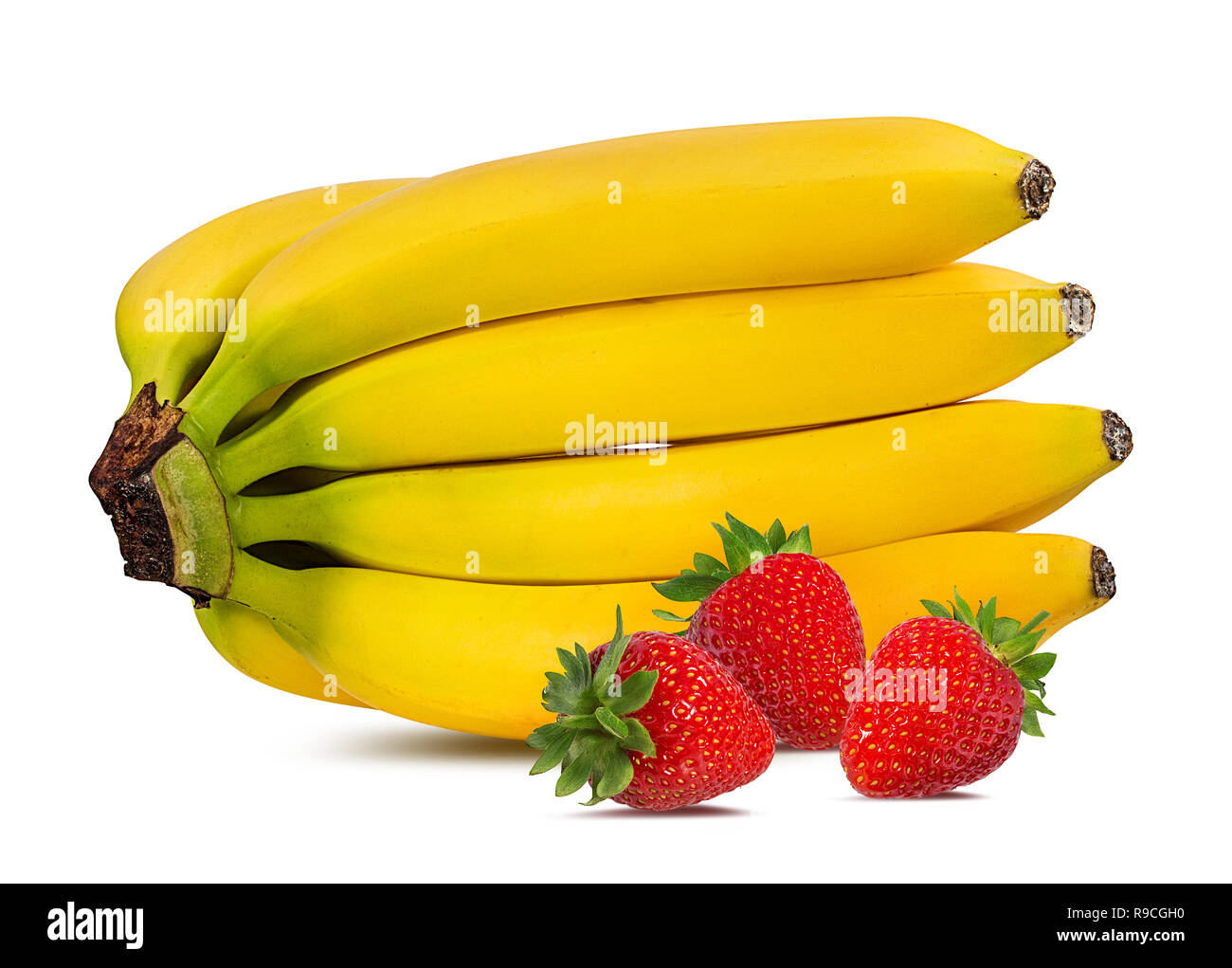 Bananas and strawberries isolated on white Stock Photo Alamy