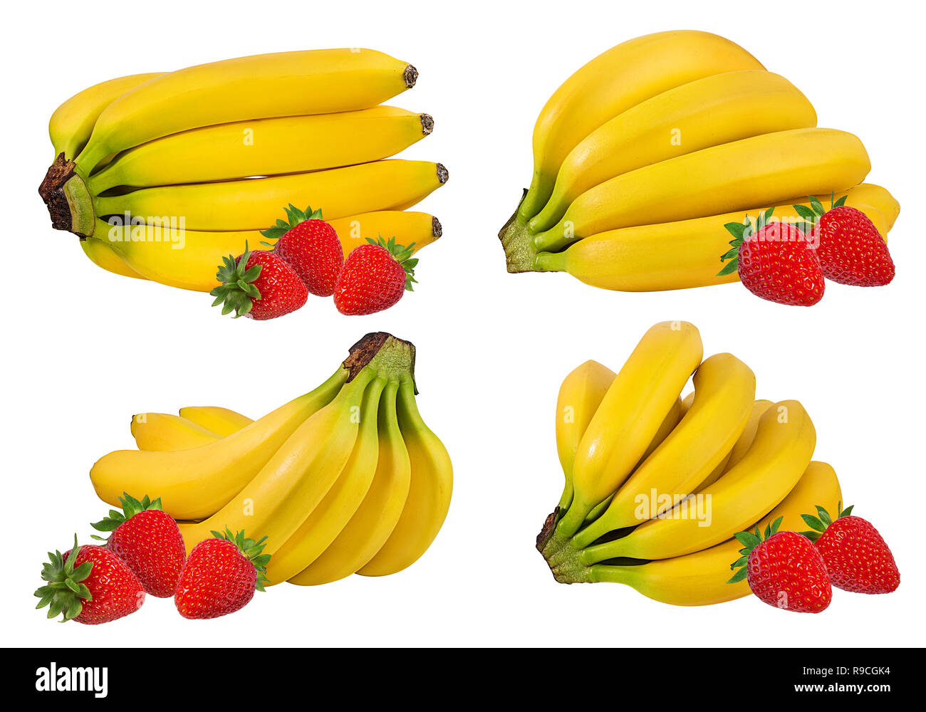 Bananas and strawberries isolated on white Stock Photo Alamy