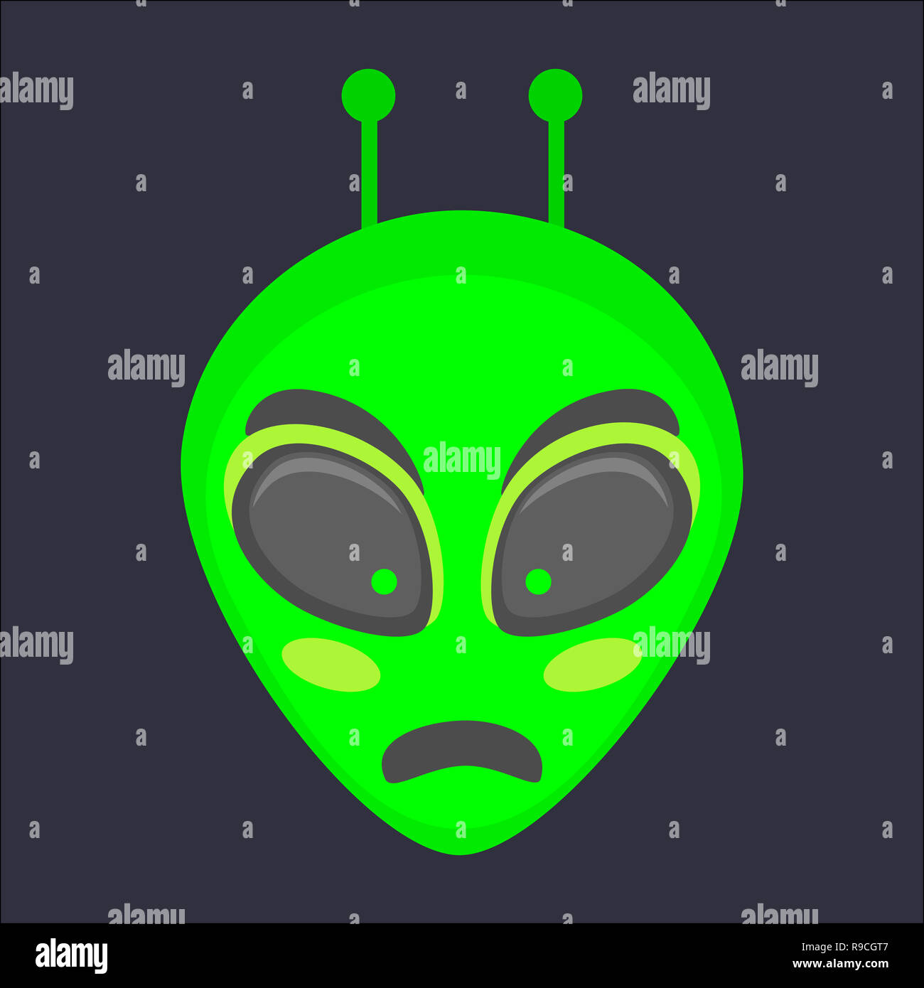 Alien head. Alien face emoji. Humanoid icon illustration Stock Photo