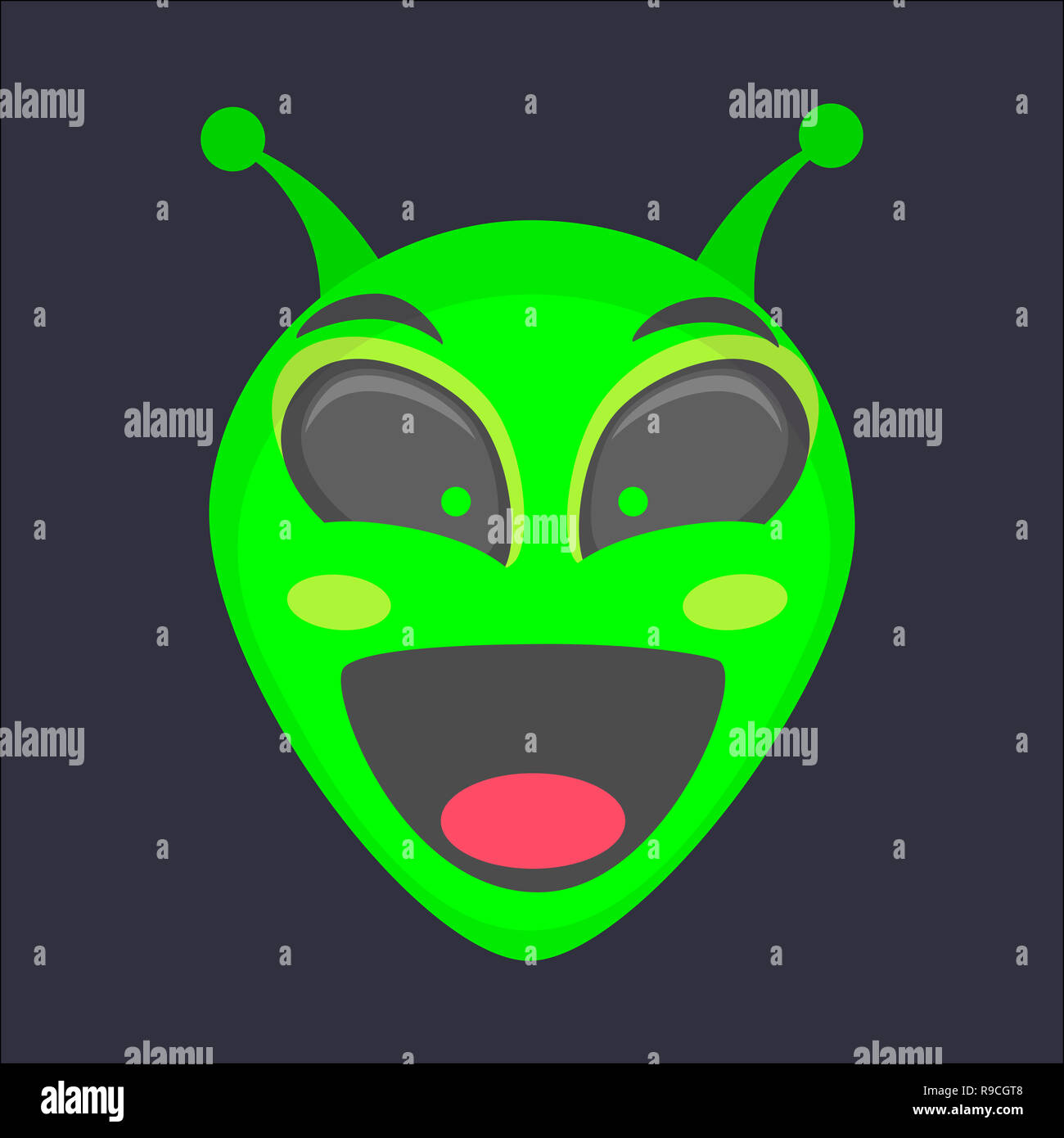 Alien head. Alien face emoji. Humanoid icon illustration Stock Photo