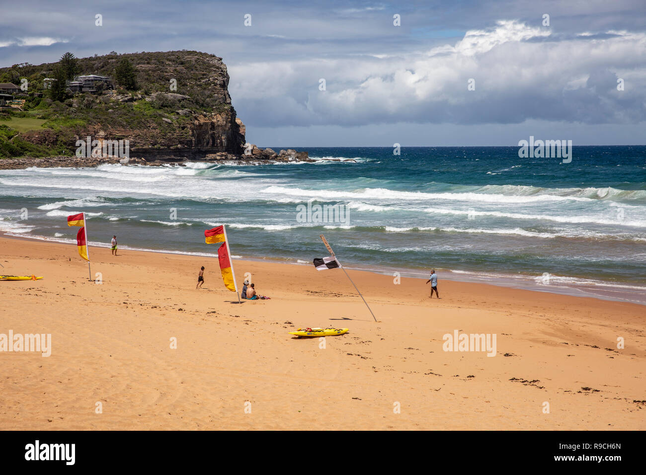 Swim between the flags, Red and yellow surf rescue flags on Avalon