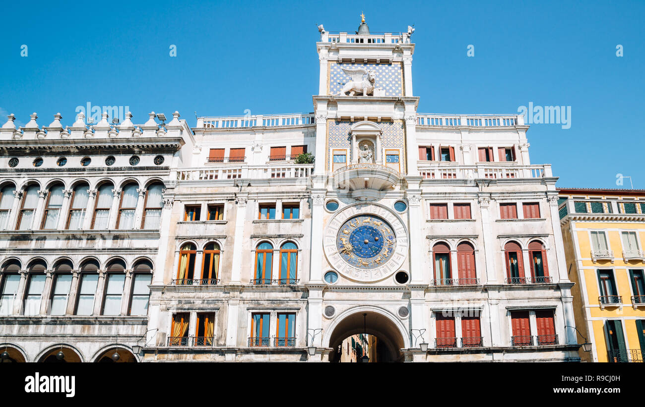 St Mark's Clock tower (Torre dell'Orologio) in Piazza San Marco, Venice, Italy Stock Photo