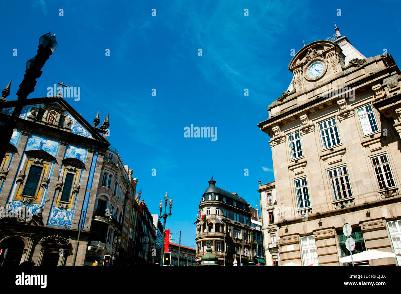 Buildings on 'Praca de Almeida Garrett' - Porto - Portugal Stock Photo