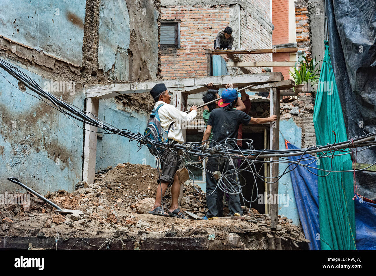 Reconstruction in Kathmandu after the earthquake: Kathmandu City scene Stock Photo