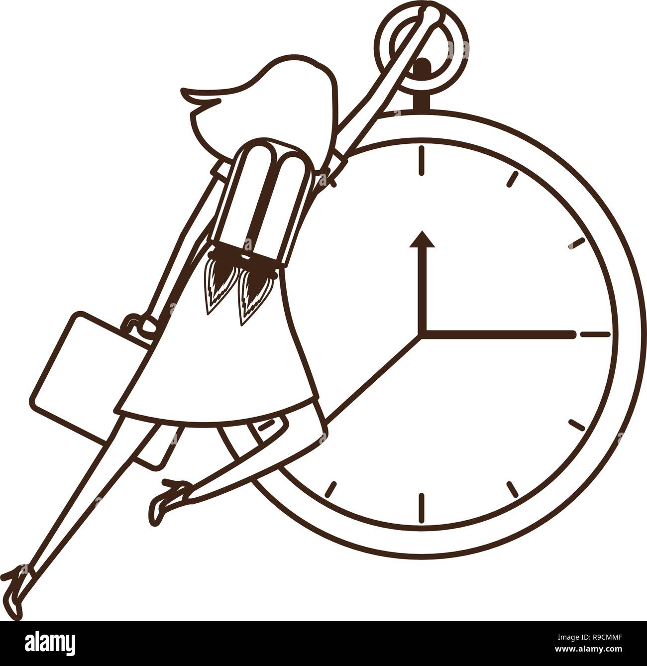 businesswoman on rocket and clock avatar character Stock Vector Image ...