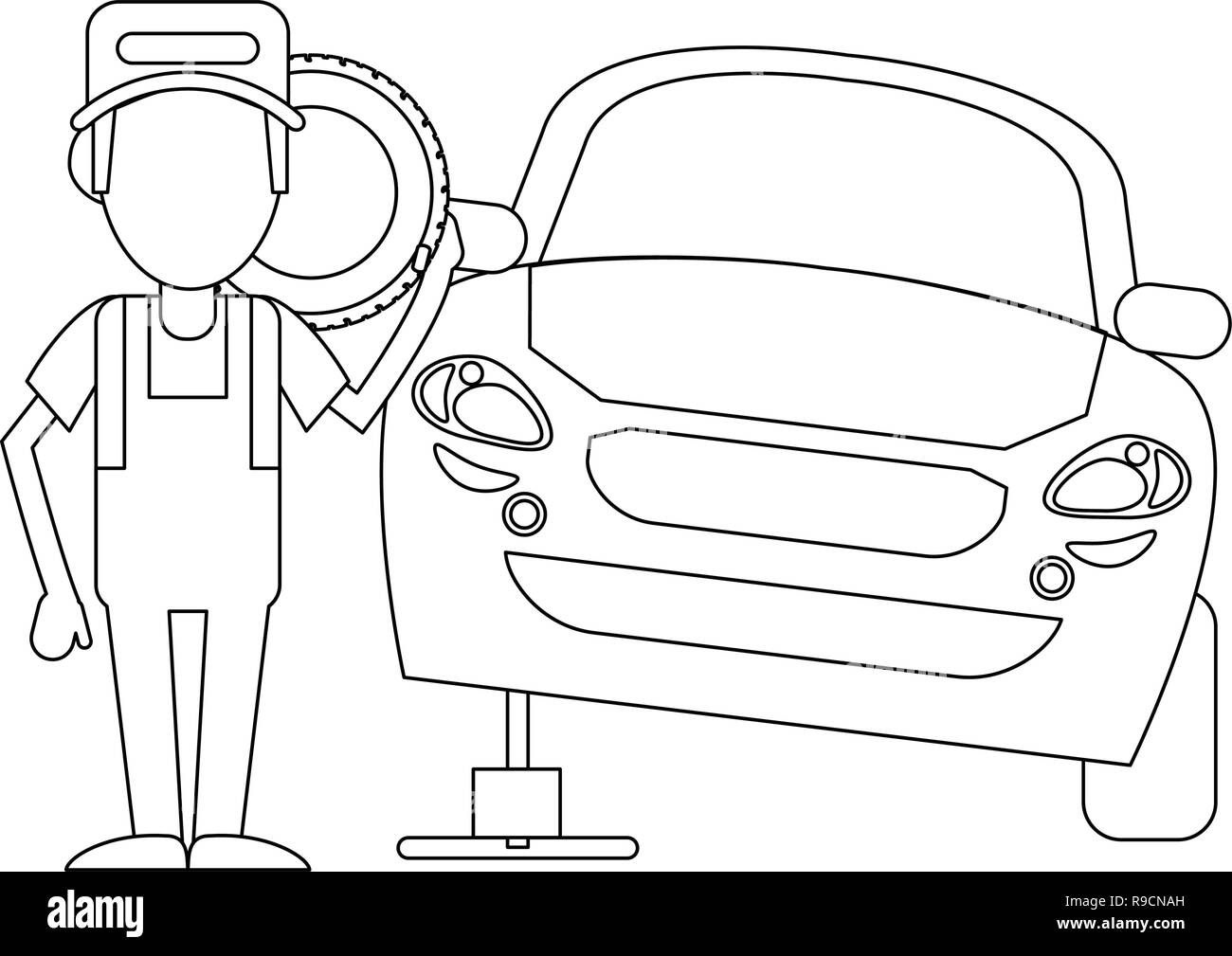Car mechanic concept in black and white Stock Vector Image &amp; Art - Alamy