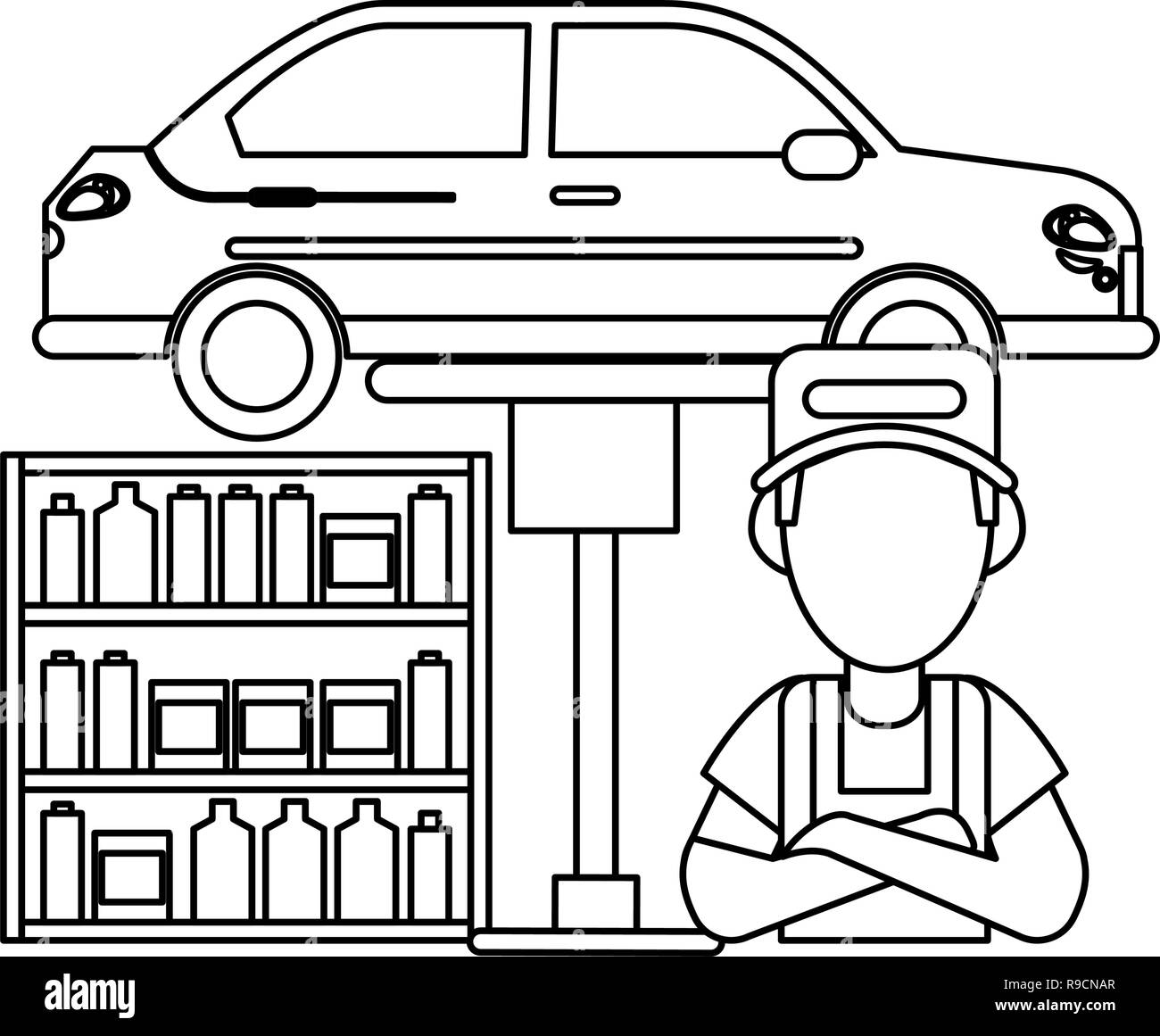 Car mechanic concept in black and white Stock Vector Image &amp; Art - Alamy