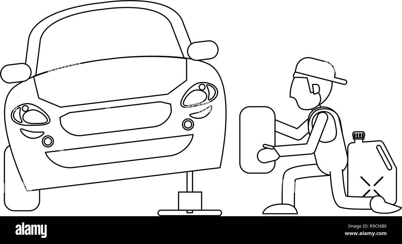 Car mechanic concept in black and white Stock Vector Image &amp; Art - Alamy