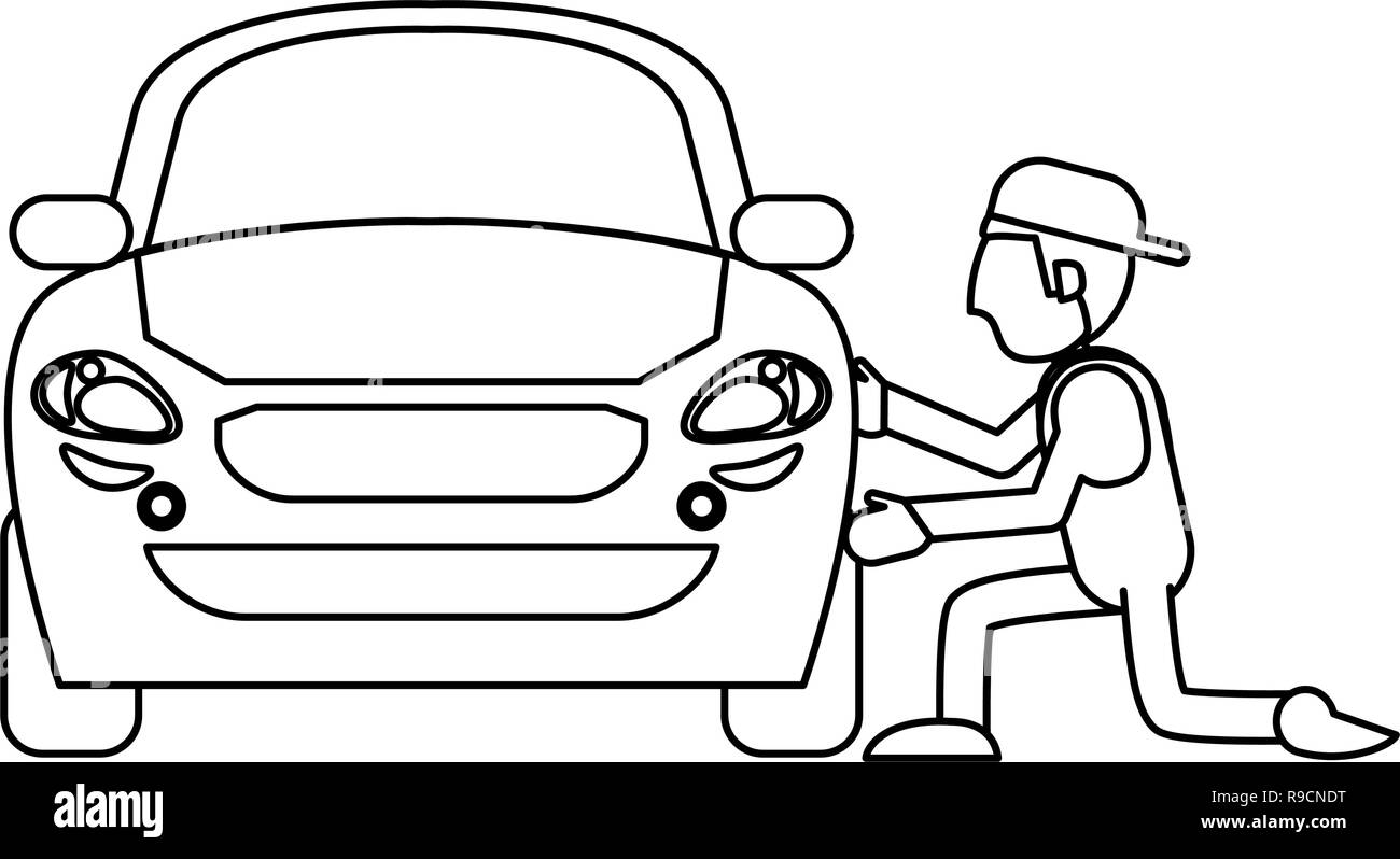 Car mechanic concept in black and white Stock Vector Image &amp; Art - Alamy