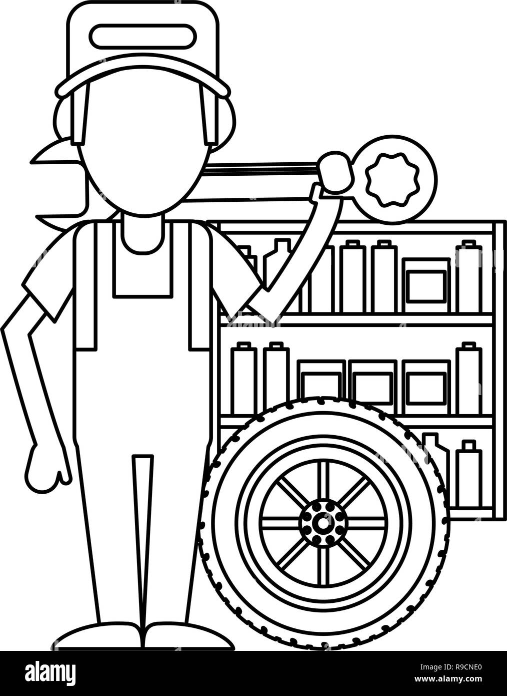 Car mechanic concept in black and white Stock Vector Image &amp; Art - Alamy