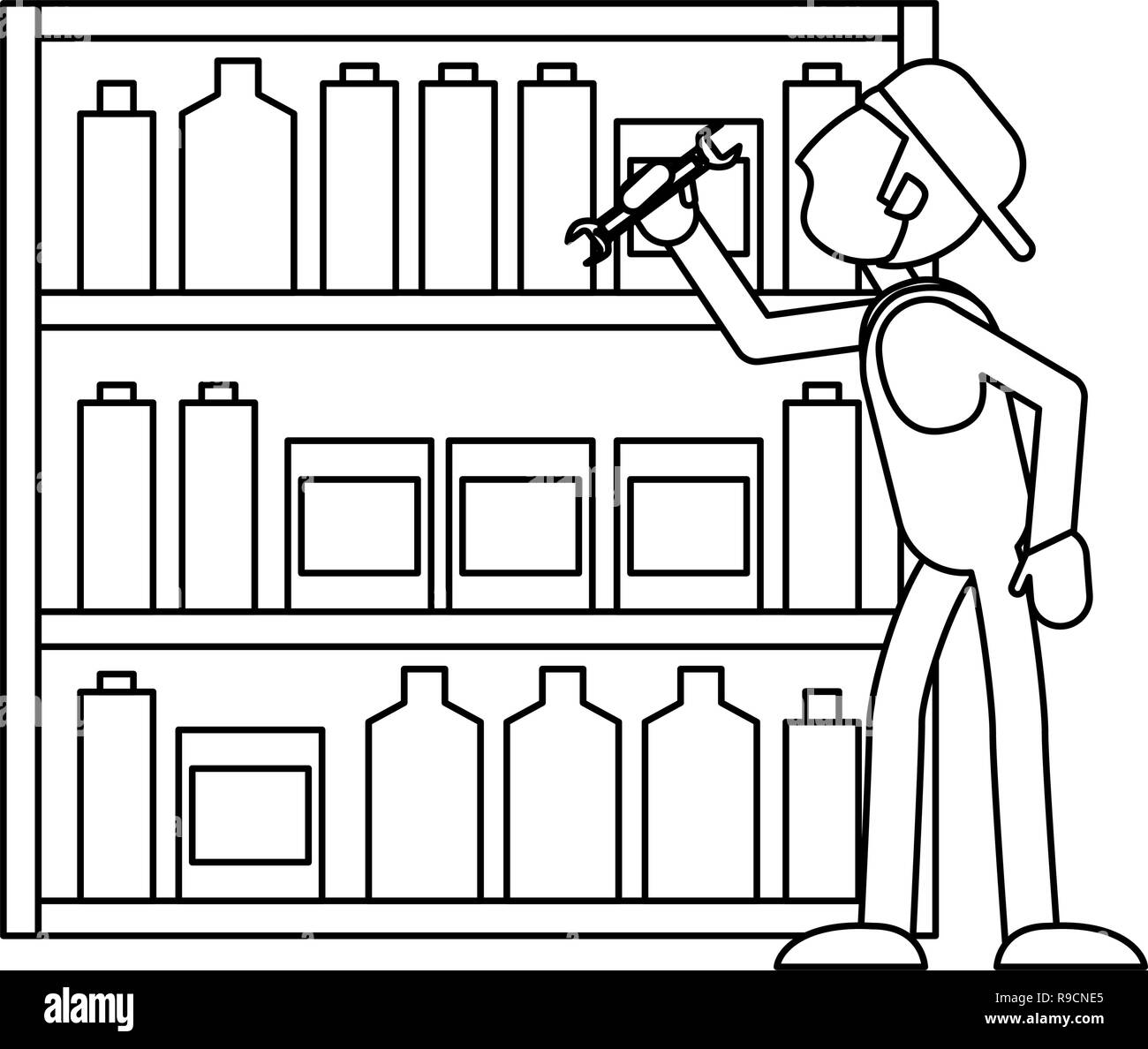 Car mechanic concept in black and white Stock Vector Image &amp; Art - Alamy